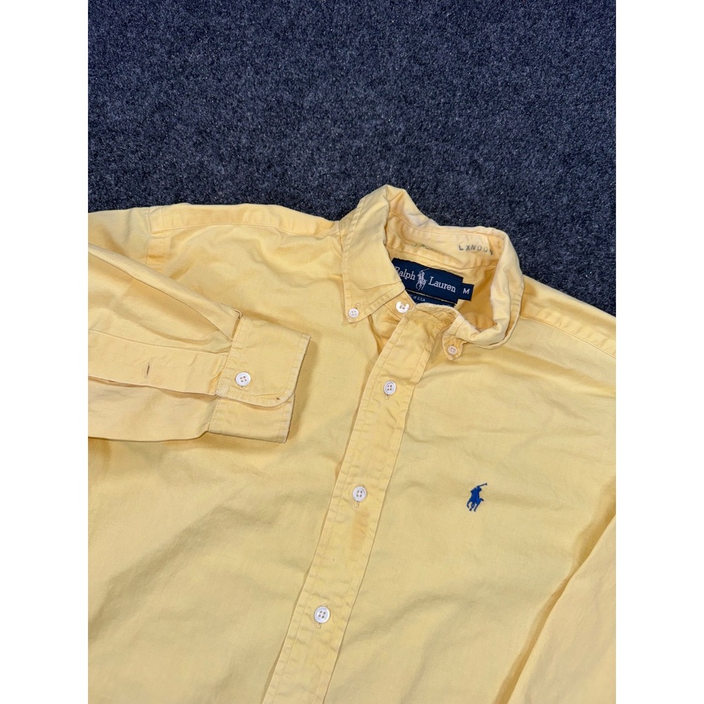 VTG Ralph Lauren Oxford Shirt Mens M Yellow Made USA Pony Button Down